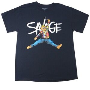 3FORTY INC Mens Graphic T Shirt L Black SAVAGE Bear Michael Jordan Jump Man